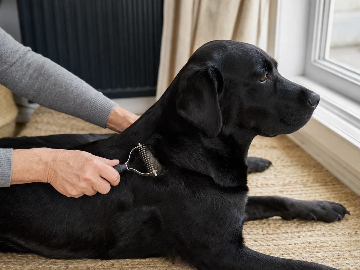 Loose Labrador undercoat collected during gentle brushing